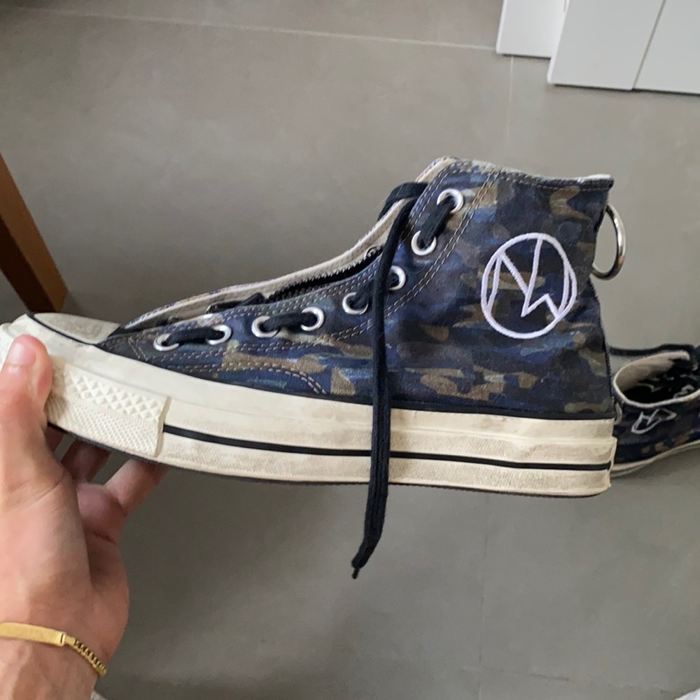 Converse x undercover blue camo high top